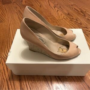LK Bennett Nude Peep-Toe Wedges
